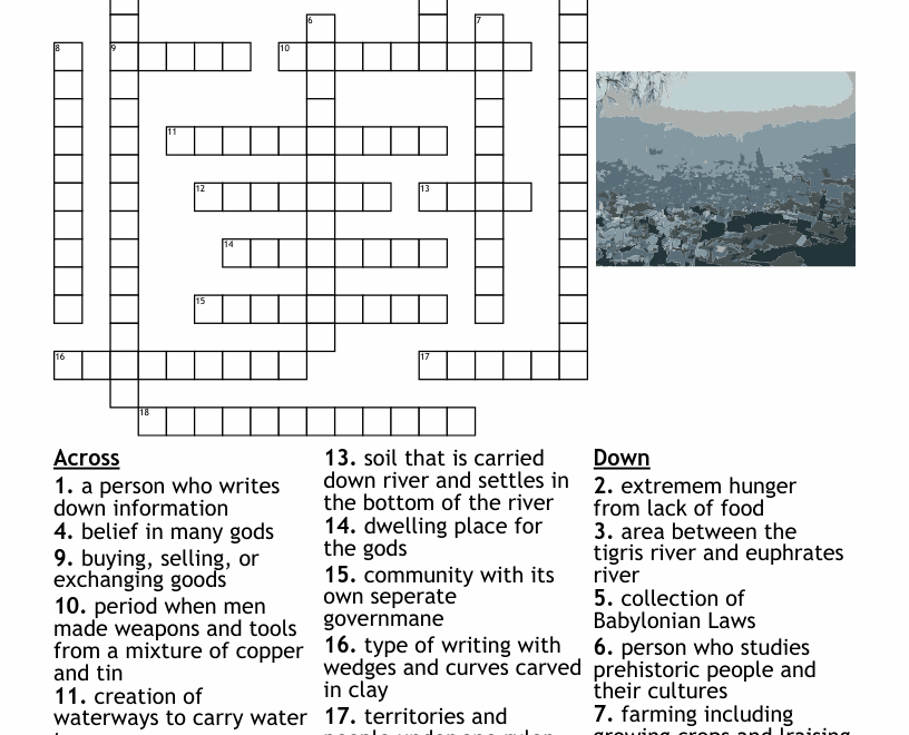 Mesopotamia Vocabulary Crossword WordMint