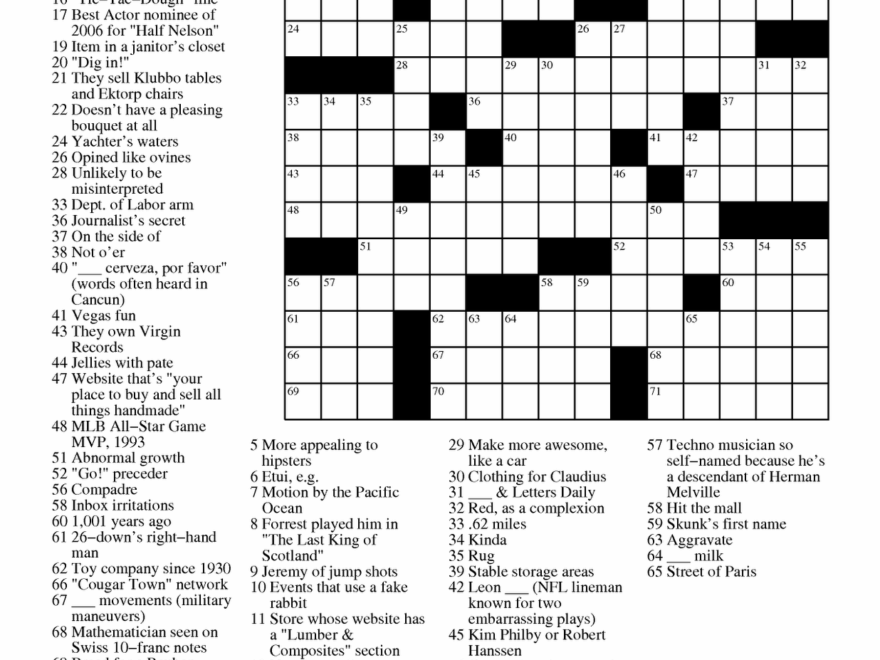 MGWCC 197 Friday March 9th 2012 Star Search Matt Gaffney s Weekly Crossword Contest