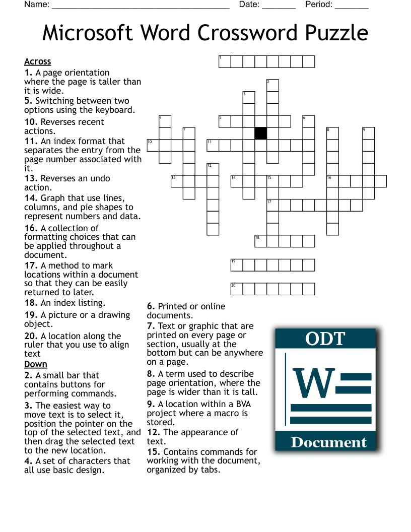 Microsoft Word Crossword Puzzle WordMint