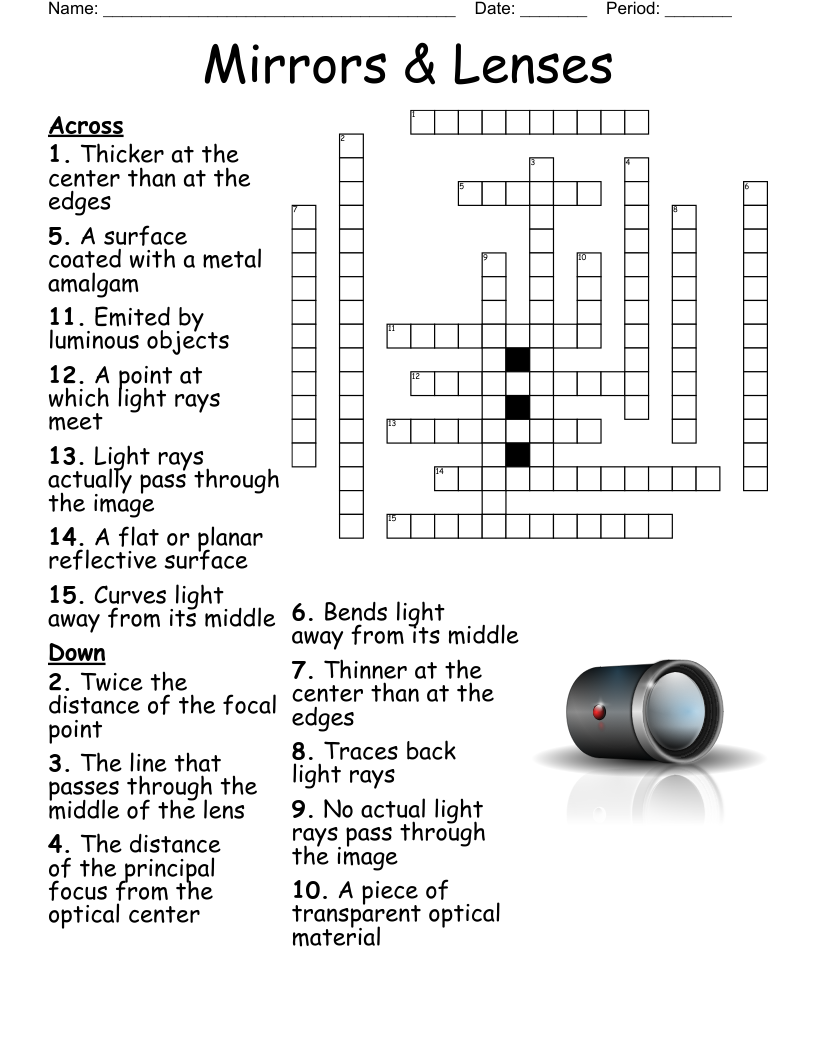 Mirrors And Lenses Crossword WordMint Mirrors And Lenses Crossword WordMint