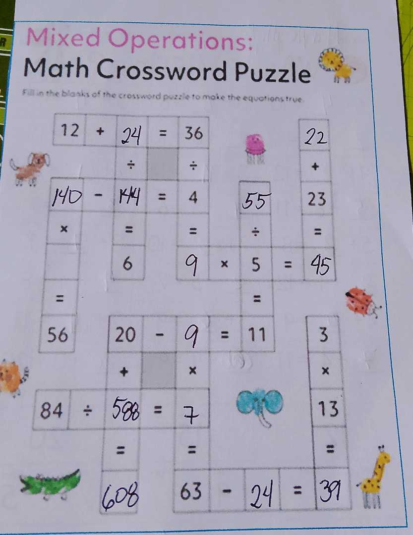 Mixed Operations Math Crossword Puzzle StudyX Mixed Operations Math Crossword Puzzle StudyX