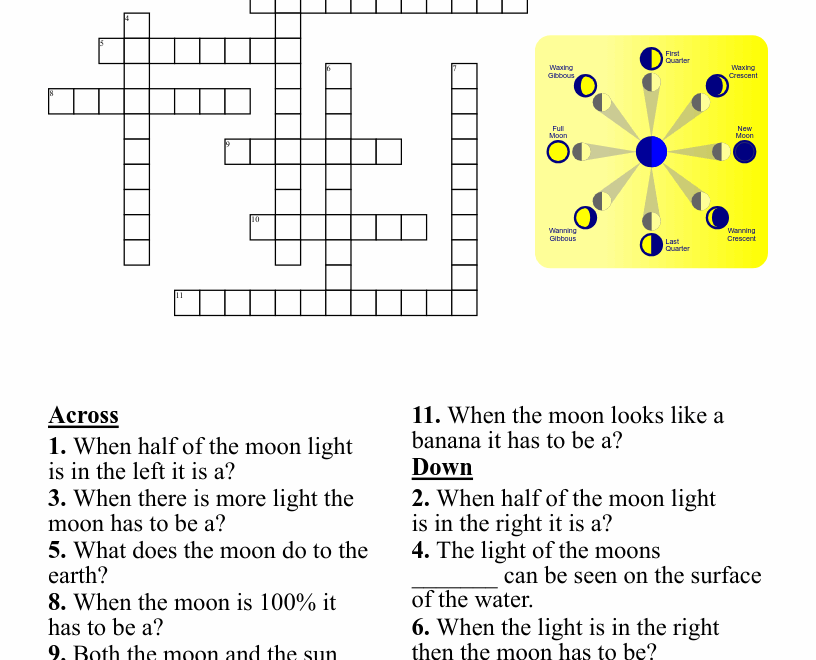 Moon Phases Crossword WordMint