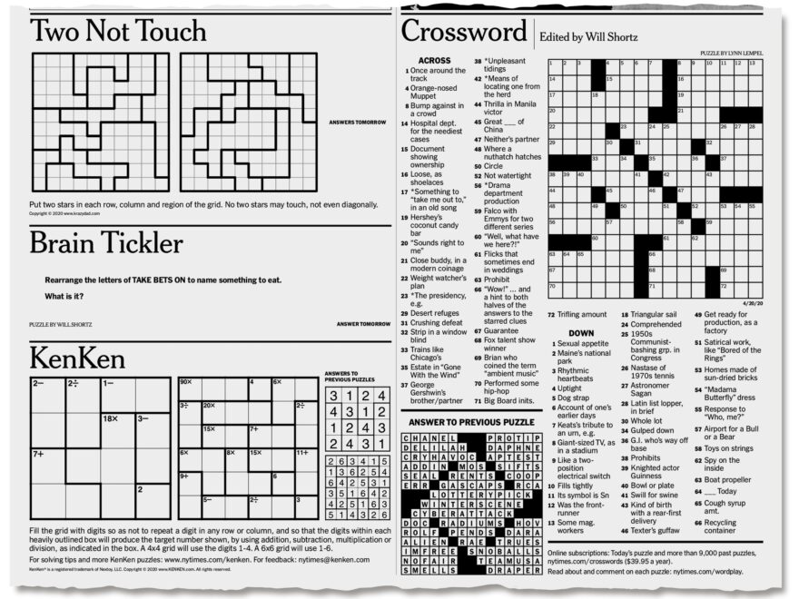 More Puzzles To Pass The Time The New York Times Worksheets Library