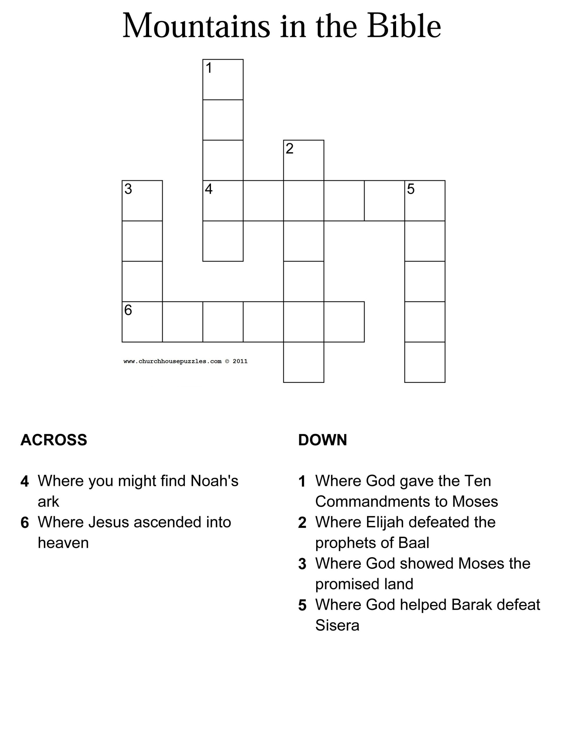 Mountains In The Bible Crossword Puzzle Mountains In The Bible Crossword Puzzle