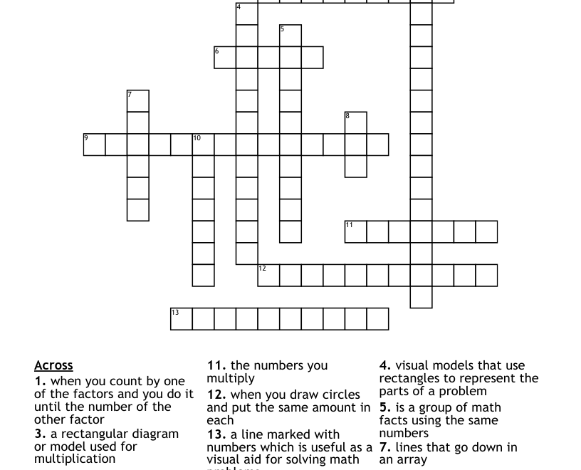 Multiplication Crossword WordMint