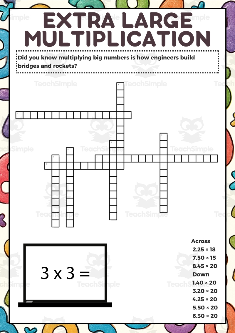 Multiplication Crosswords PDF By Teach Simple
