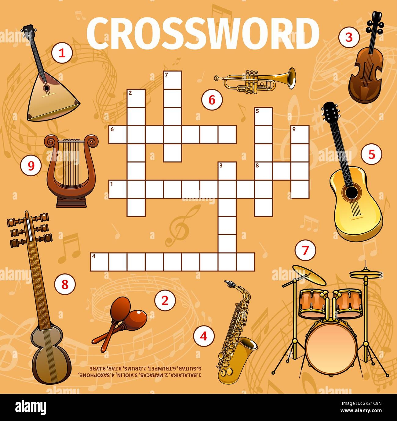 Printable Musical Instruments Crossword Puzzle Printable Musical Instruments Crossword Puzzle