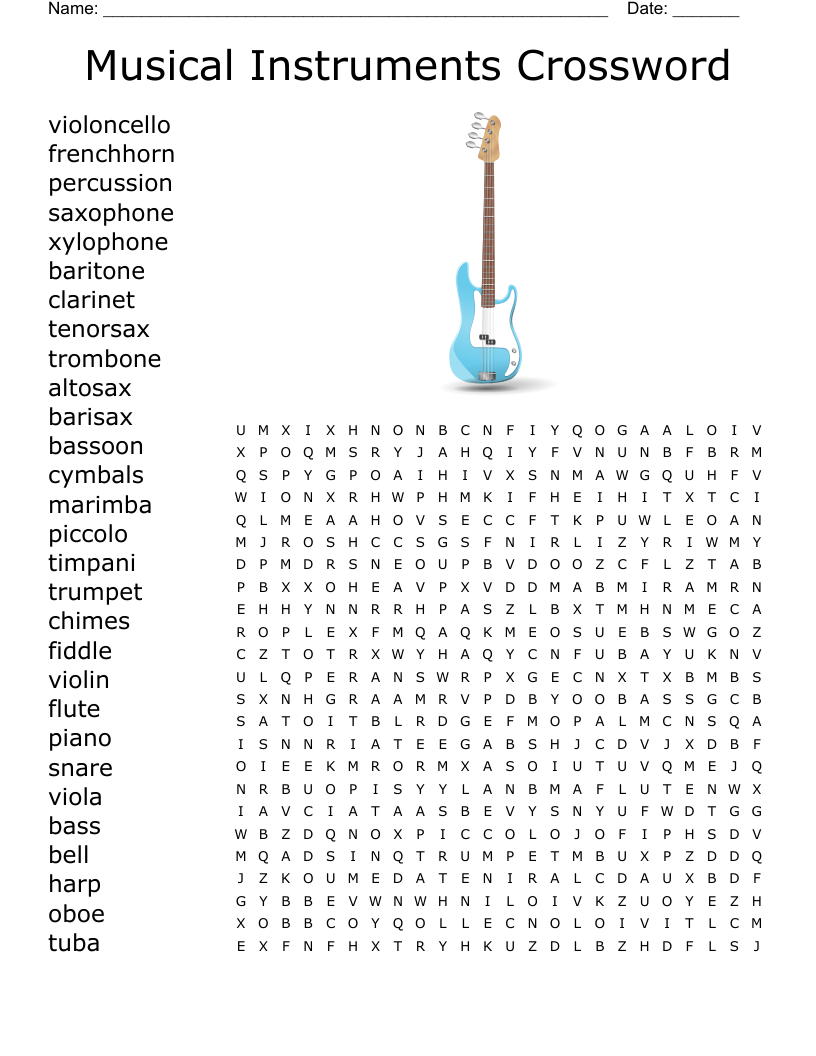 Musical Instruments Crossword Word Search WordMint Musical Instruments Crossword Word Search WordMint