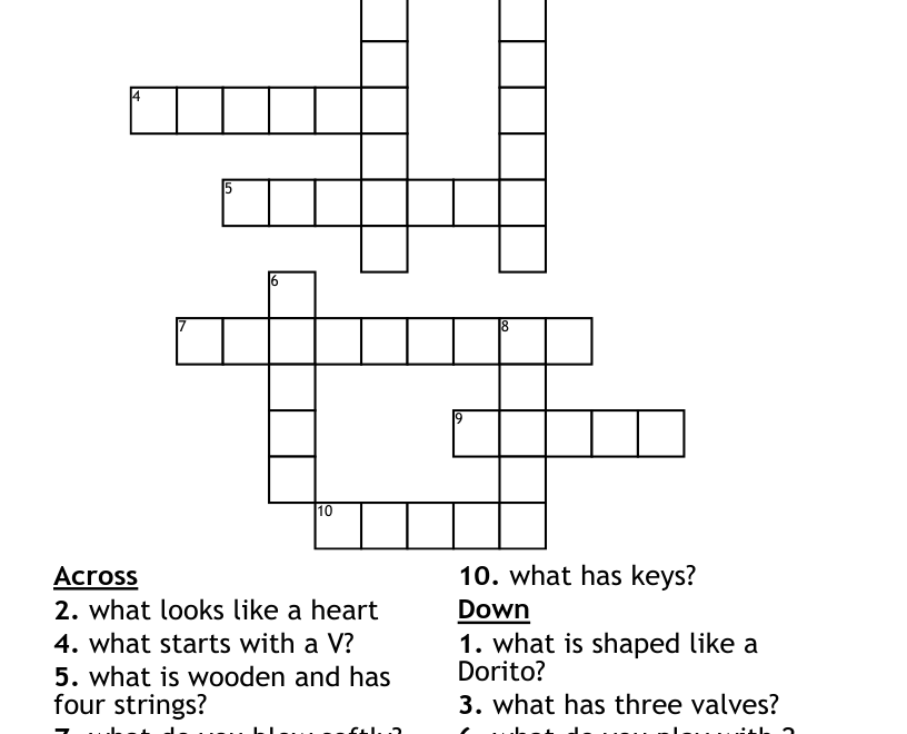 Musical Instruments Crossword WordMint