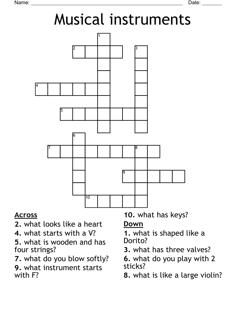 Musical Instruments Crossword WordMint Musical Instruments Crossword WordMint