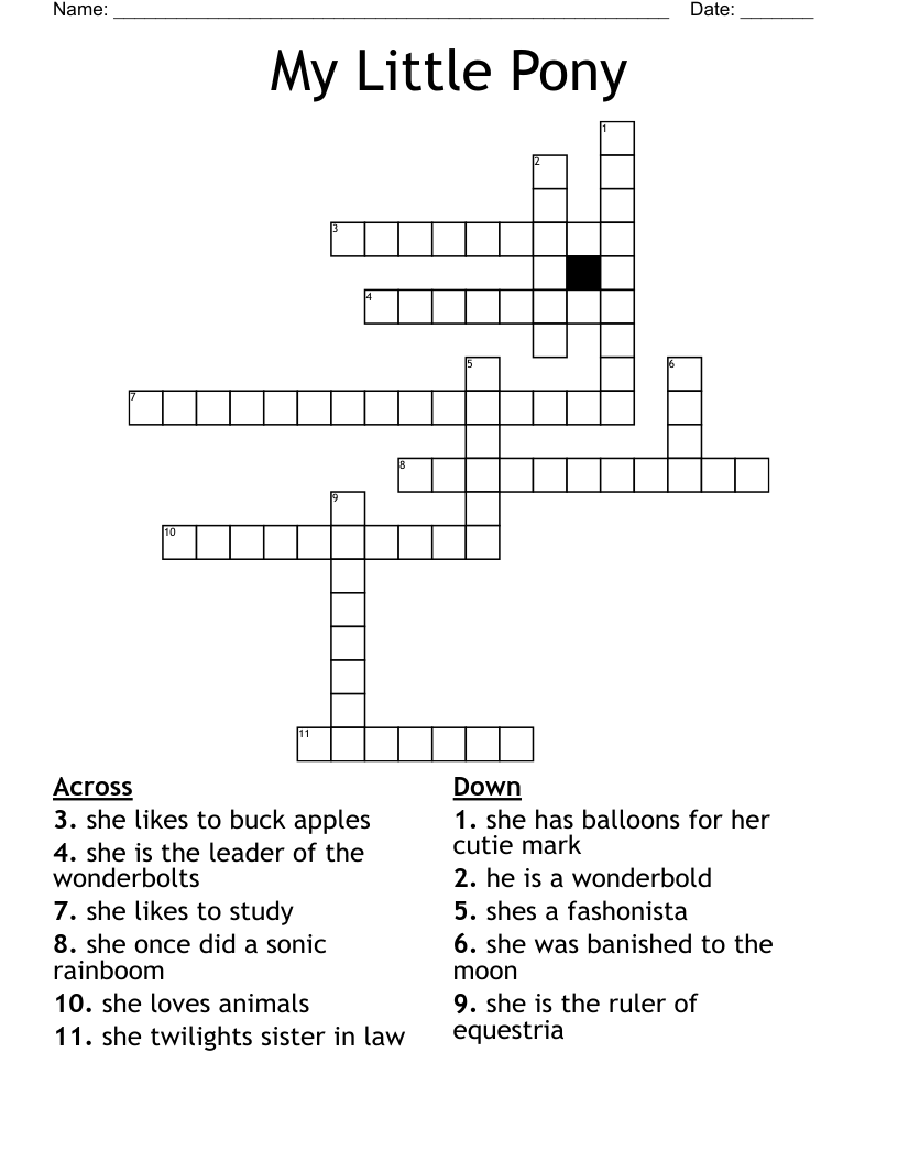 My Little Pony Crossword WordMint