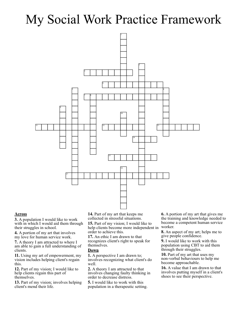 My Social Work Practice Framework Crossword WordMint My Social Work Practice Framework Crossword WordMint