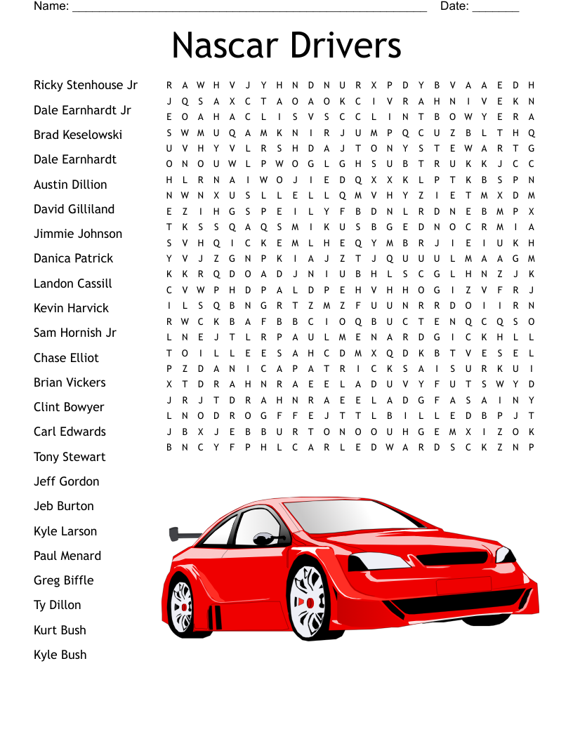 NASCAR Crossword WordMint NASCAR Crossword WordMint