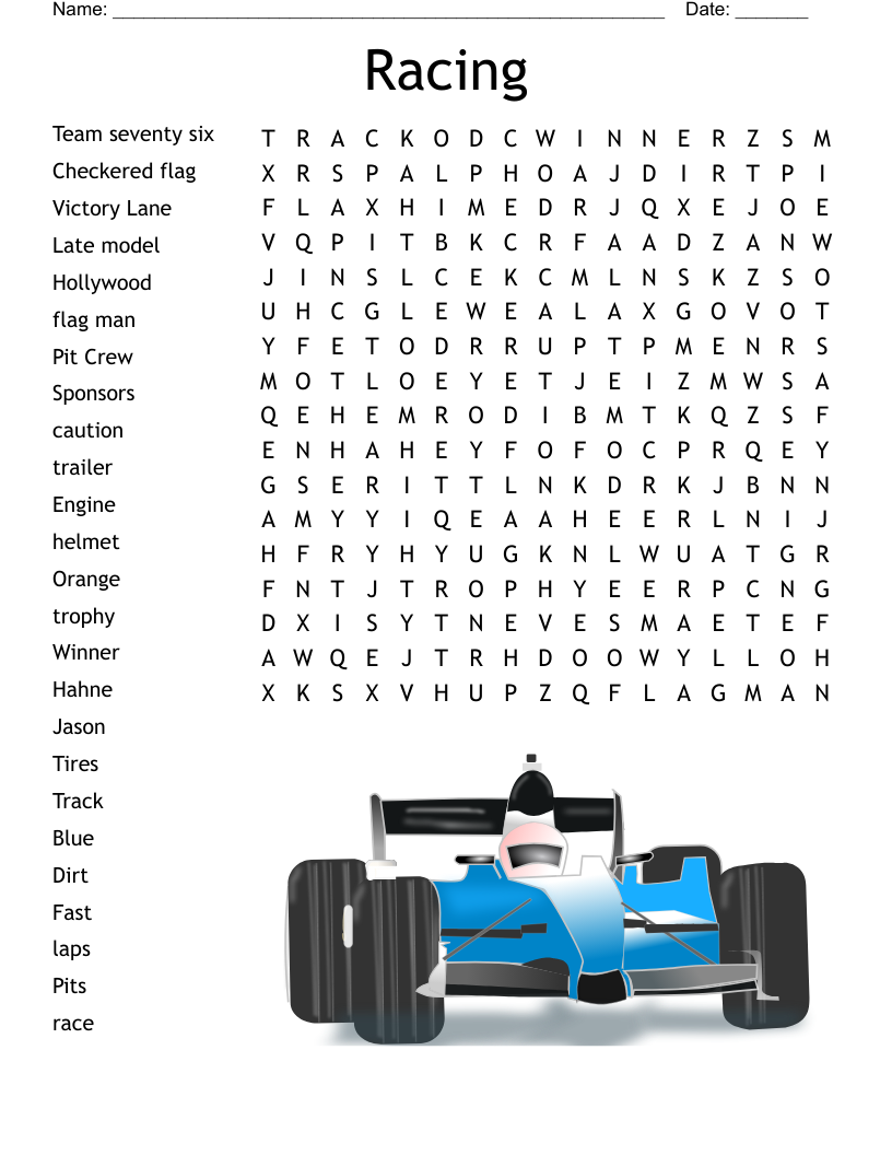 NASCAR Crossword WordMint NASCAR Crossword WordMint