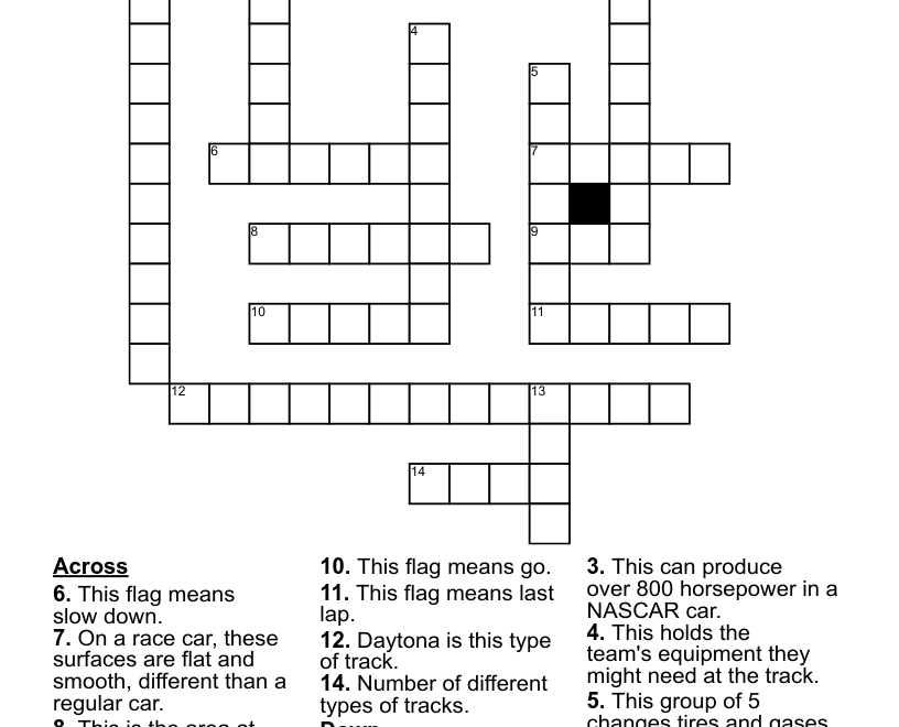 NASCAR Crossword WordMint