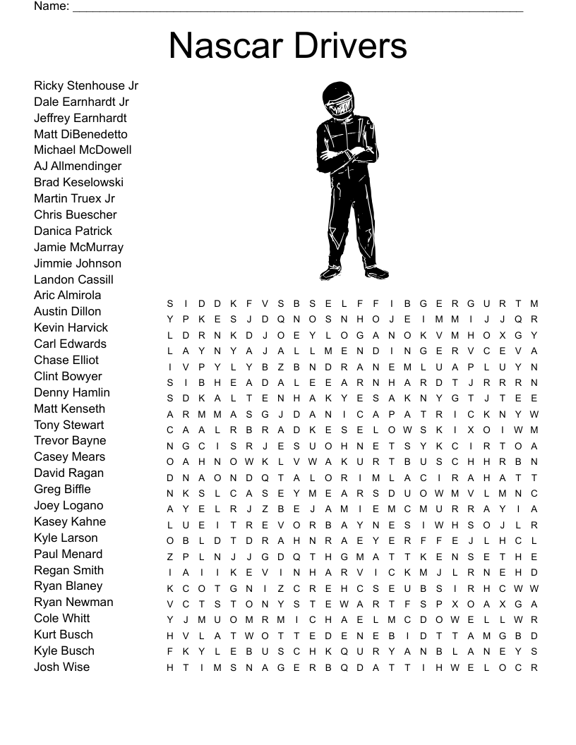 Nascar Drivers Word Search WordMint Nascar Drivers Word Search WordMint