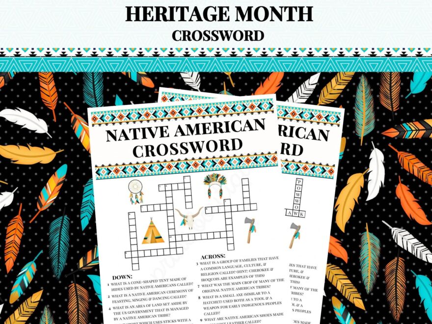 Native American Heritage Month Printable Native American Crossword Puzzle Native American Crossword Native American Activity For Kid s Etsy