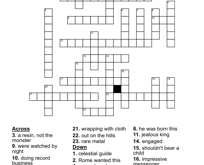 Nativity Crossword WordMint