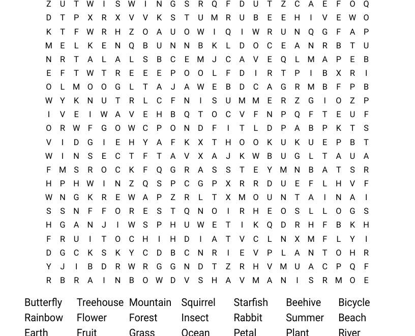 Nature Themed Crossword Word Search WordMint