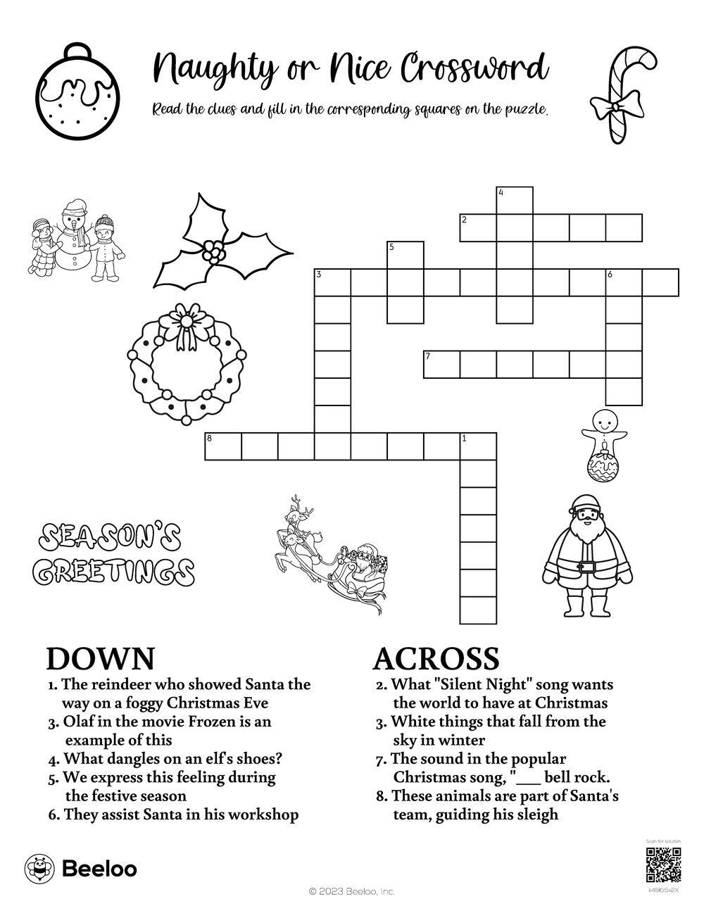 Naughty Or Nice Crossword Beeloo Printable Crafts And Activities For Kids Naughty Or Nice Crossword Beeloo Printable Crafts And Activities For Kids