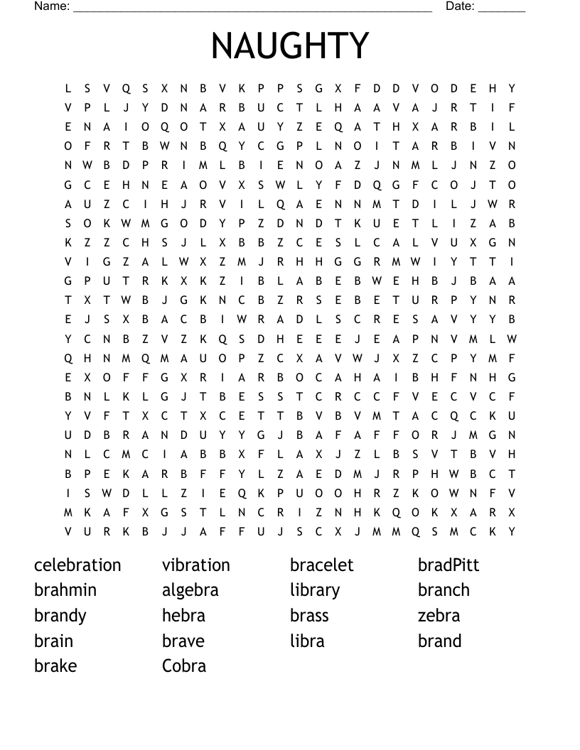 NAUGHTY Word Search WordMint NAUGHTY Word Search WordMint