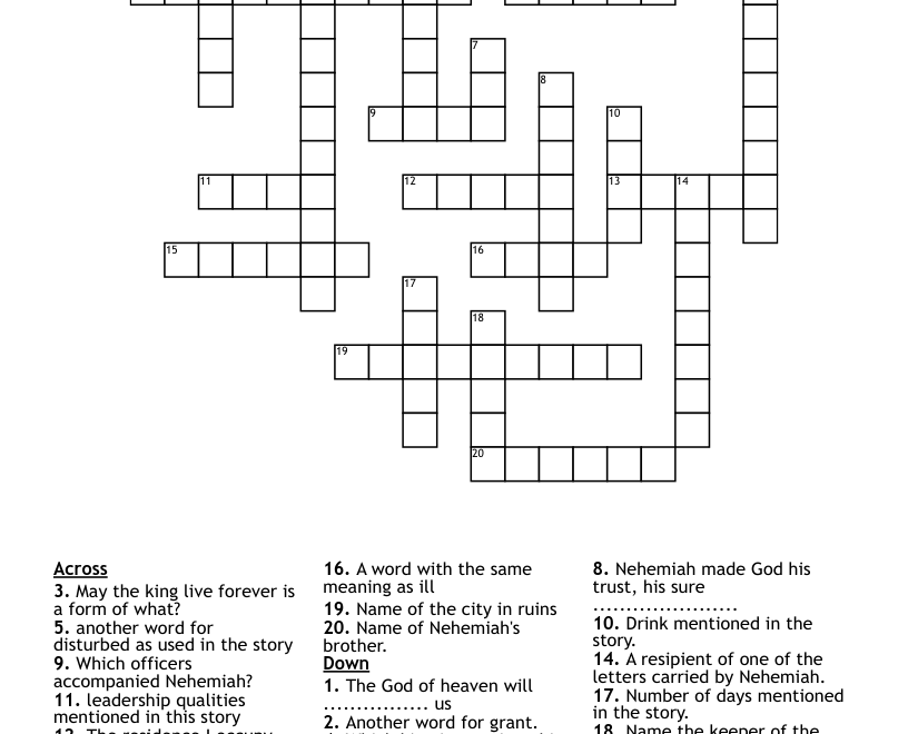 Nehemiah 2 8 Word Search WordMint