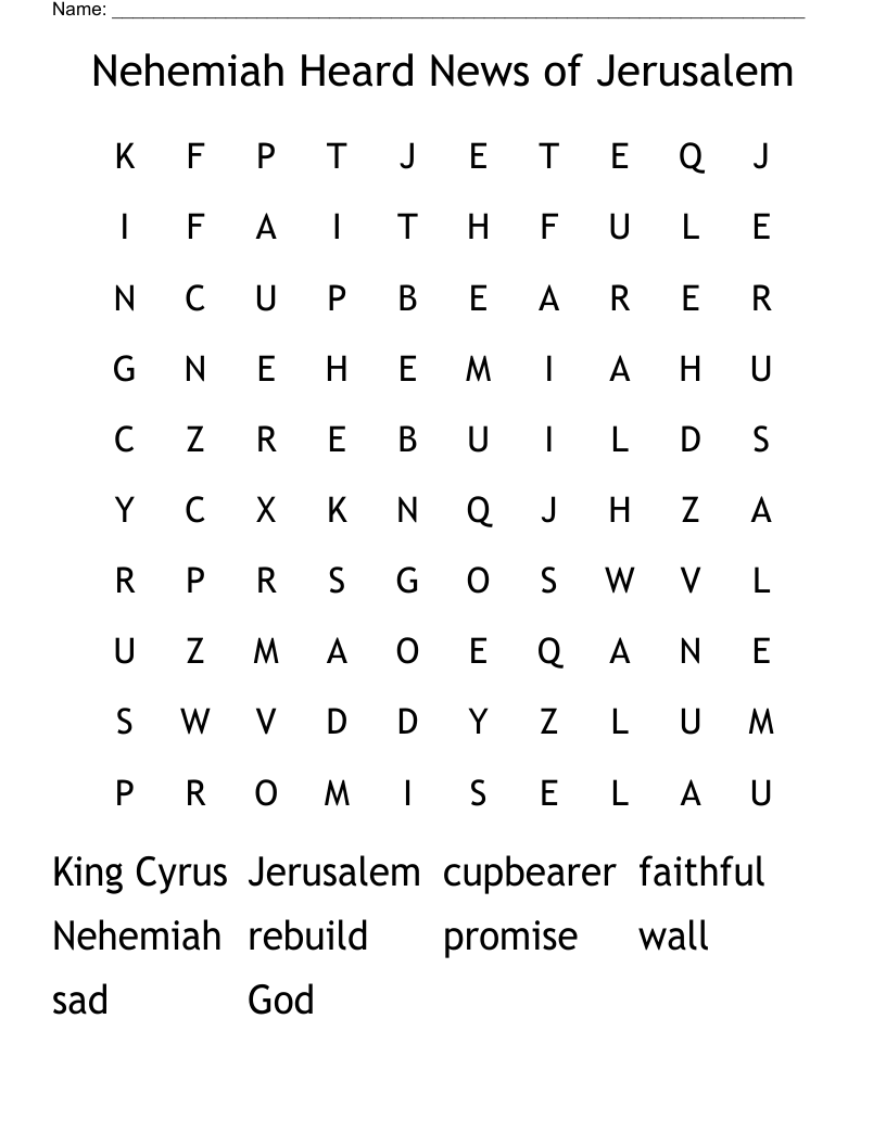 Nehemiah Heard News Of Jerusalem Word Search WordMint Nehemiah Heard News Of Jerusalem Word Search WordMint