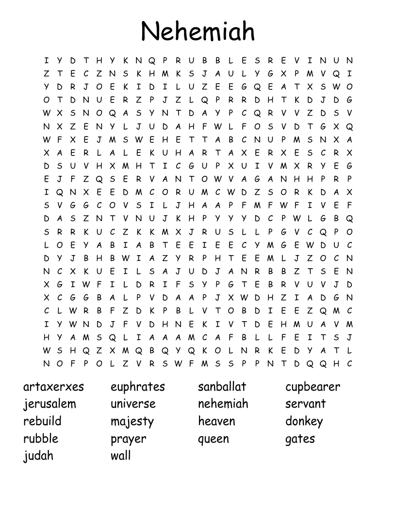 Nehemiah Word Search WordMint Nehemiah Word Search WordMint