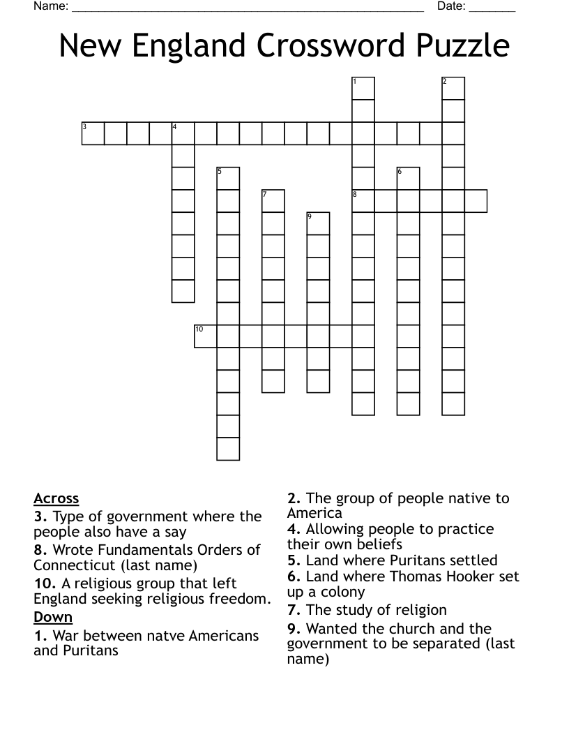 New England Crossword Puzzle WordMint New England Crossword Puzzle WordMint