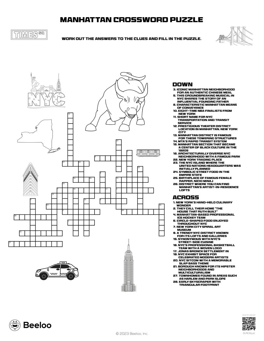 New York City themed Crossword Puzzles Beeloo Printable Crafts And Activities For Kids New York City themed Crossword Puzzles Beeloo Printable Crafts And Activities For Kids