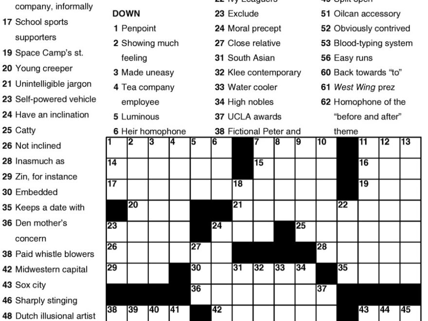 Newsday Crossword Puzzle For Apr 19 2024 By Stanley Newman Creators Syndicate