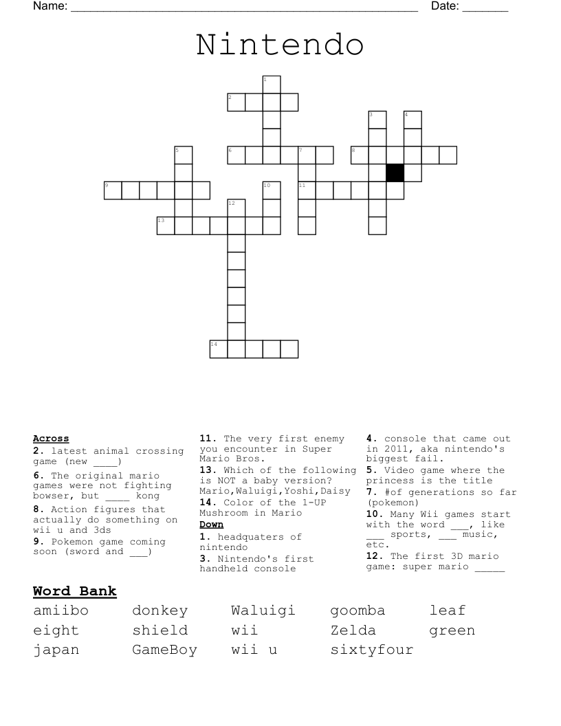 Printable 3d Crossword Puzzle