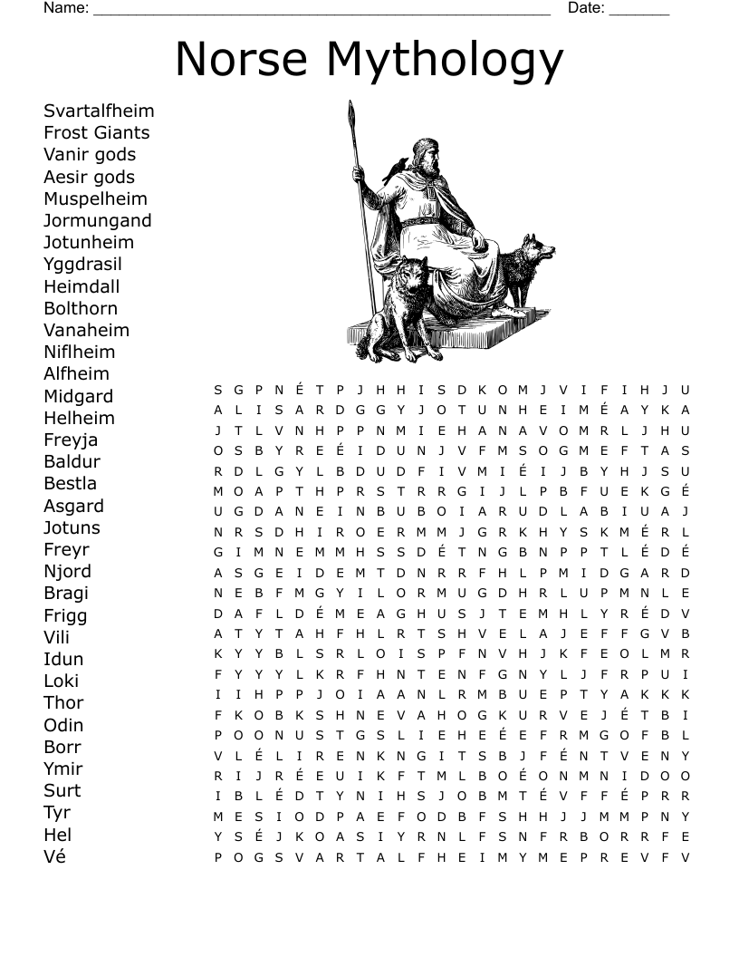 Norse Mythology Word Search WordMint