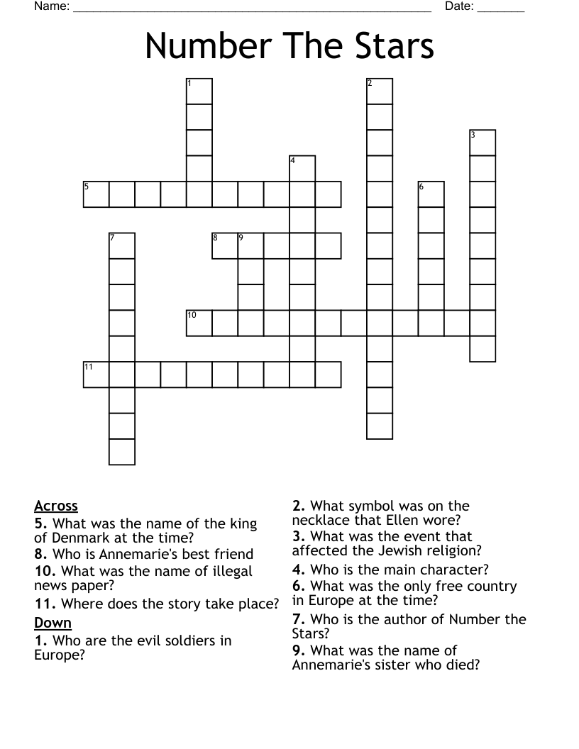 Number The Stars Crossword WordMint