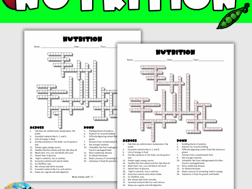 Nutrition Crossword Puzzle Made By Teachers