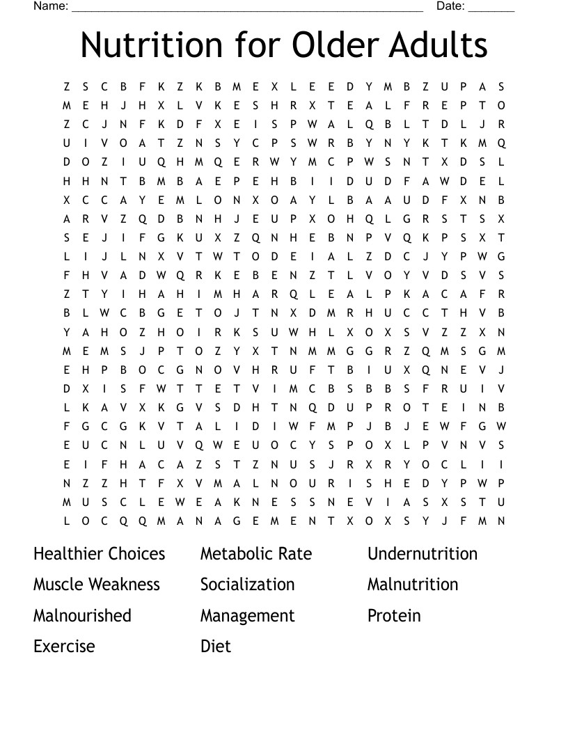 Nutrition For Older Adults Word Search WordMint Nutrition For Older Adults Word Search WordMint