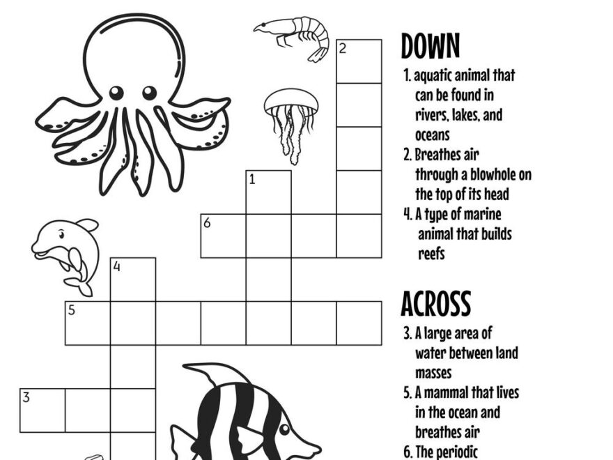 Ocean Crossword Puzzle Beeloo Printable Crafts And Activities For Kids