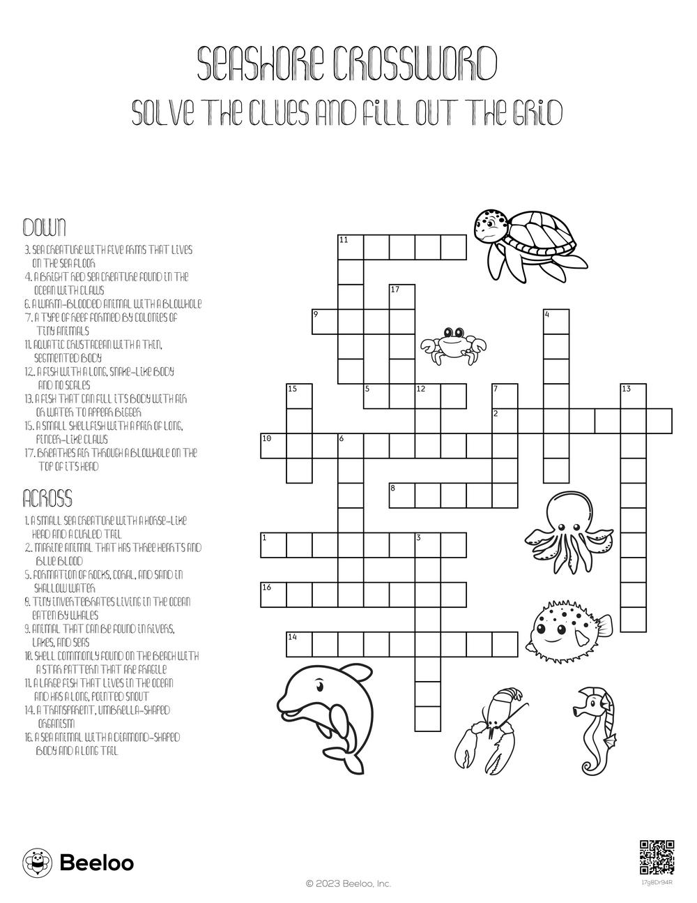 Ocean themed Crossword Puzzles Beeloo Printable Crafts And Activities For Kids Ocean themed Crossword Puzzles Beeloo Printable Crafts And Activities For Kids