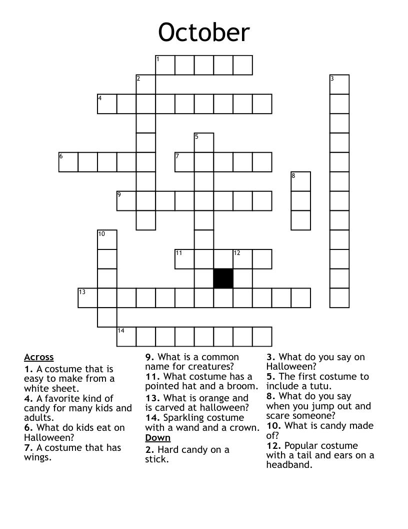 October Crossword WordMint October Crossword WordMint