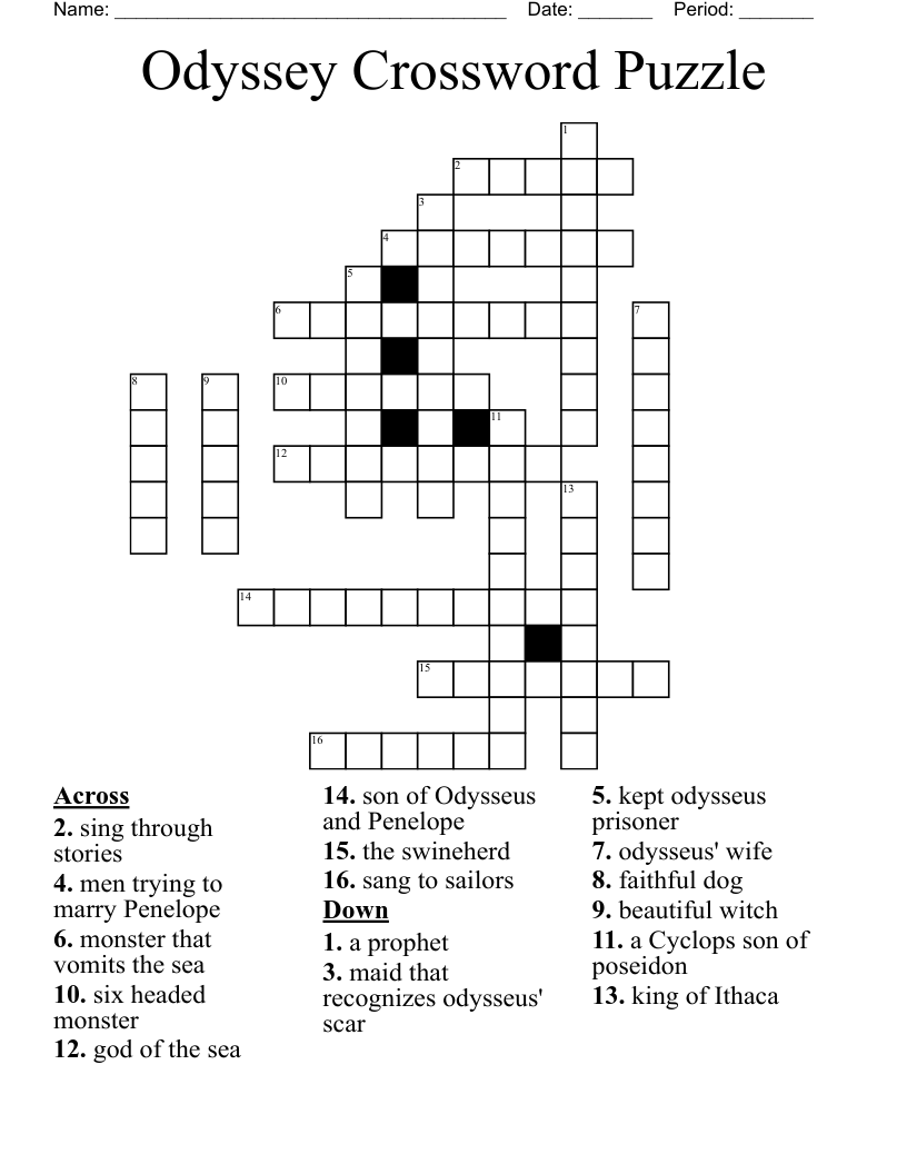 Odyssey Crossword Puzzle WordMint Odyssey Crossword Puzzle WordMint