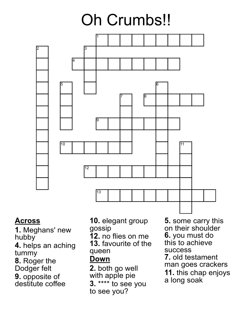 Oh Crumbs Crossword WordMint Oh Crumbs Crossword WordMint
