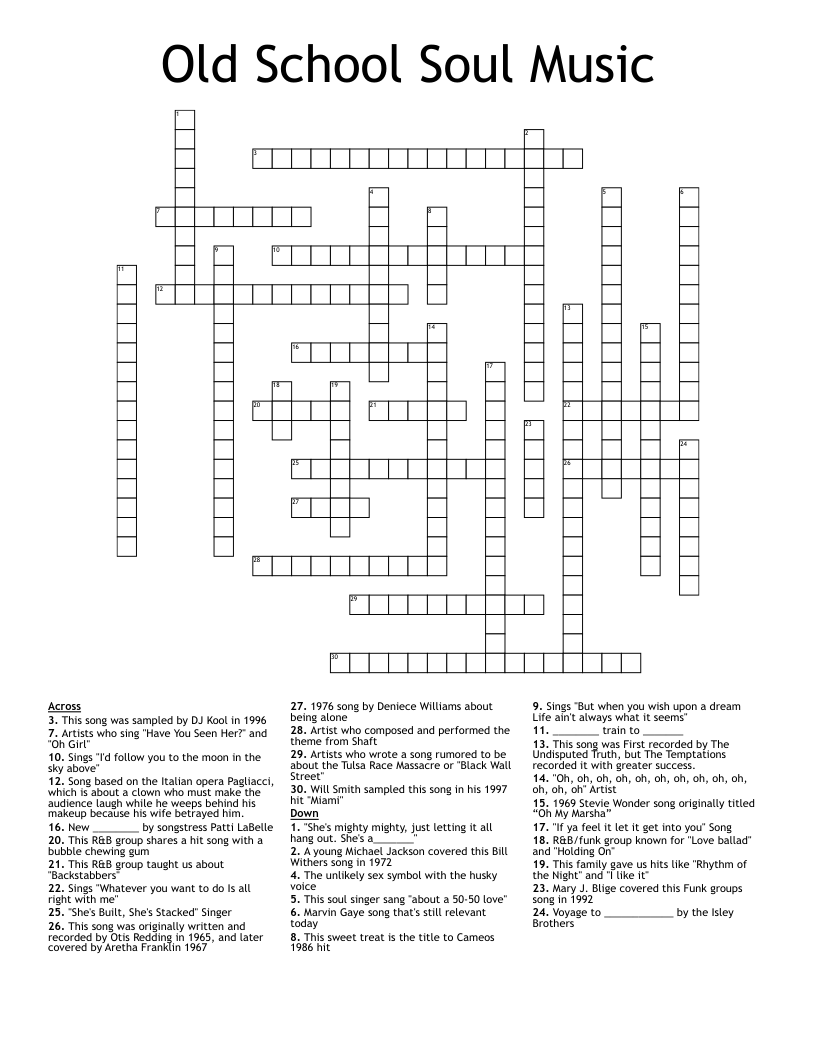 Old School Soul Music Crossword WordMint Worksheets Library Old School Soul Music Crossword WordMint Worksheets Library