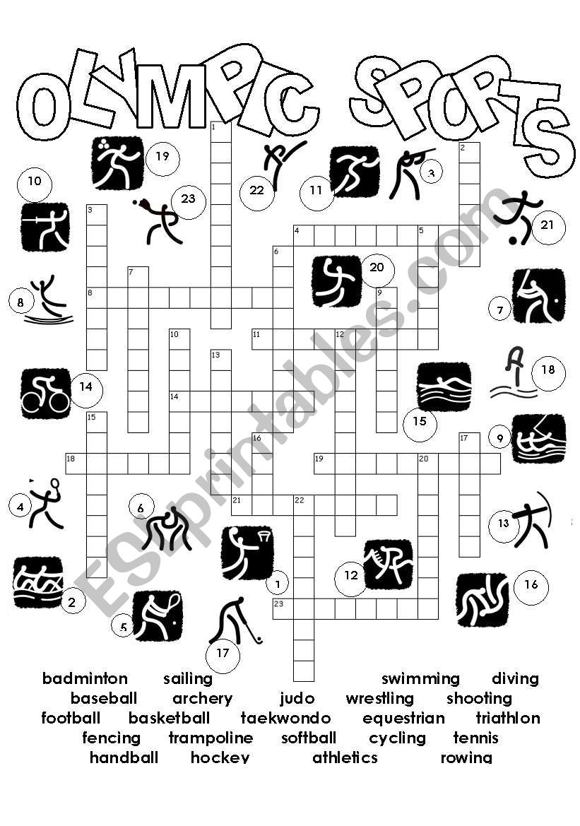 Olympic Sports Crossword ESL Worksheet By Me fig Olympic Sports Crossword ESL Worksheet By Me fig