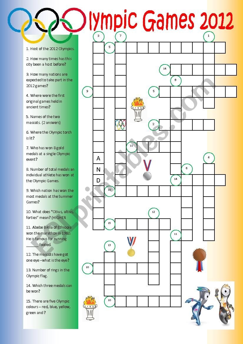 Olympics 2012 Crossword Puzzle ESL Worksheet By Mulle Olympics 2012 Crossword Puzzle ESL Worksheet By Mulle