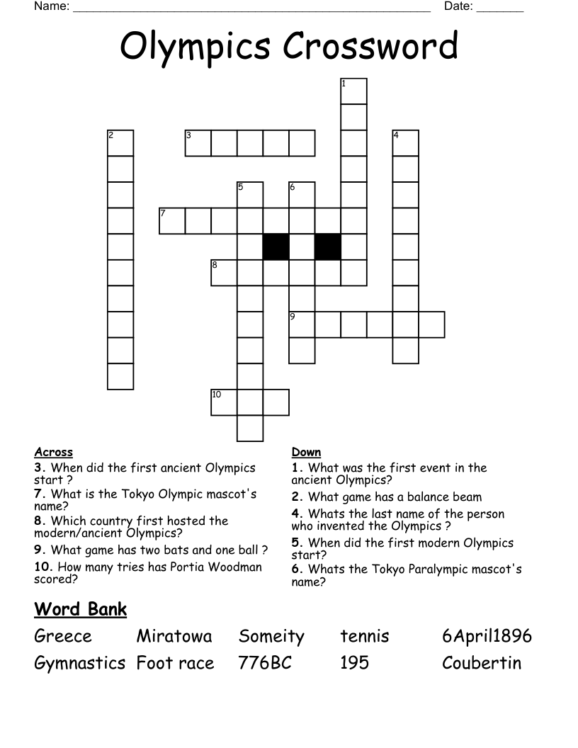Olympics Crossword WordMint Olympics Crossword WordMint