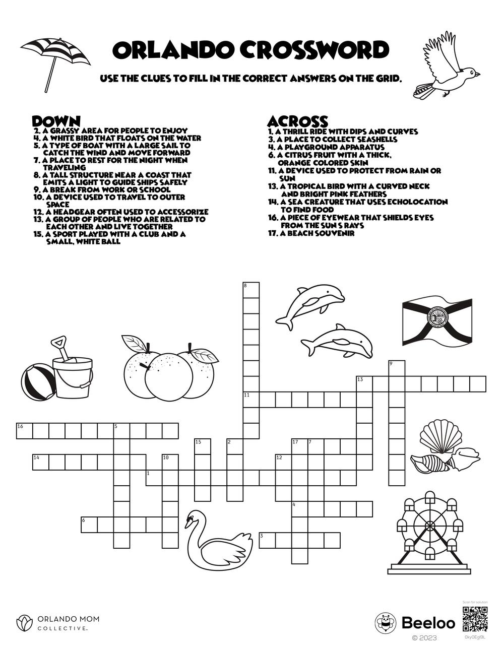 Orlando themed Crossword Puzzles Beeloo Printable Crafts And Activities For Kids Orlando themed Crossword Puzzles Beeloo Printable Crafts And Activities For Kids