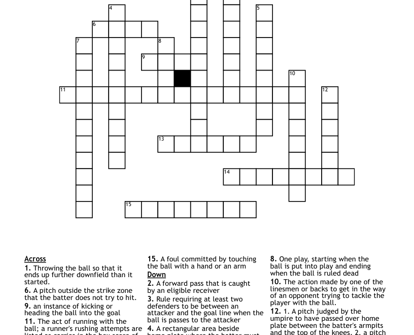 Outdoor Team Games Crossword WordMint