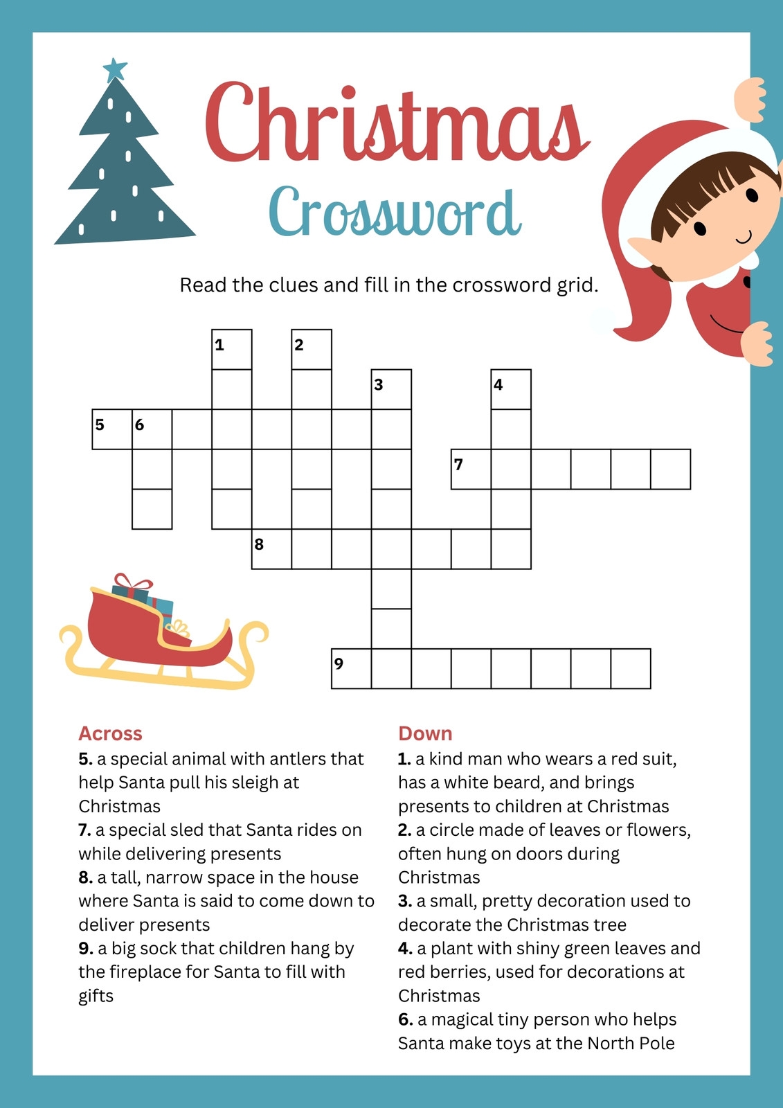 Printable Christmas Crossword Printable Christmas Crossword