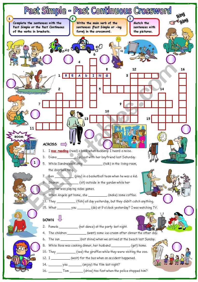 Past Simple Past Continuous Crossword ESL Worksheet By Mpotb Past Simple Past Continuous Crossword ESL Worksheet By Mpotb