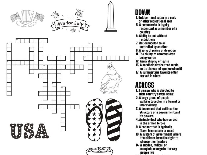 Patriotic Crossword Puzzle Beeloo Printable Crafts And Activities For Kids